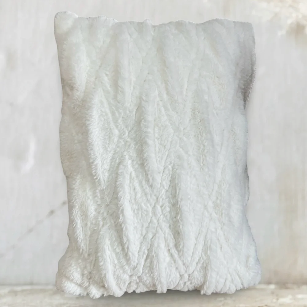 Luxurious White Faux Fur Pillow